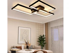 Clearance NETTLIFE Lámpara de Techo LED Metal 72W 80CM Lámpara de Salón Moderna Regulable con Control Remoto Diseño Rectangular para Cocinas Negro