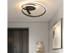 NETTLIFE Plafón^Lámpara de techo LED regulable: 40 cm, diseño moderno, 37 W, para dormitorio, salón, con foco, color Negro