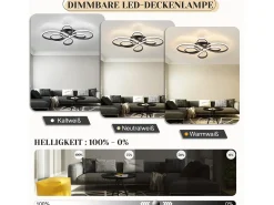 Sale NETTLIFE Lámpara de Techo LED Negra Regulable 80 cm Salón 78W Dormitorio Moderna con Mando a Distancia Diseño Ideal para Comedor Oficina Cocina Negro