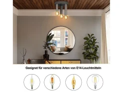 Clearance NETTLIFE Lámpara de Techo Vintage E14 de 3 Focos Lámpara de Dormitorio Gris Industrial Retro con araña de Metal para Sala de Estar Bar, máx. 25W Negro