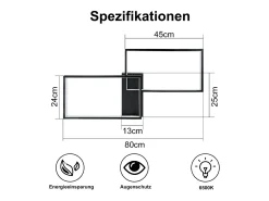 Best NETTLIFE Lámpara de Techo LED Negra 80 cm Moderna Regulable con Mando a Distancia 48W Rectángulo Diseño de Metal para Dormitorio Habitación Infantil Negro