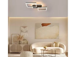 Sale NETTLIFE Lámpara de techo LED , 48 W, regulable, lámpara de ,lámpara de diseño moderno, color , con mando a distancia, lámpara de para dormitorio Negro