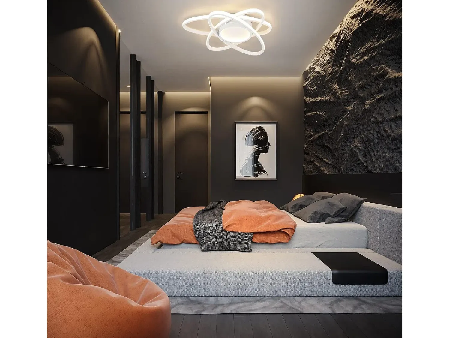 Outlet NETTLIFE Lámpara de Techo LED de Diseño Moderno con Control Remoto 77W Regulable Lámpara de para Sala de Estar para Dormitorio Pasillo Oficina Blanco