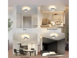 Online NETTLIFE Lámpara de Techo LED 3000K 24,5cm 22W Lámpara de Pasillo Lámpara de Cocina de Diseño Moderno Negro para Dormitorio Sala de Estar Blanco