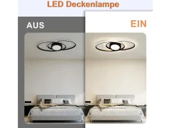 Sale NETTLIFE Lámpara de Techo LED 3000K-6500K Regulable 48W Habitación Infantil Salón con Mando a Distancia Moderna para Dormitorio Cocina Balcón Negro