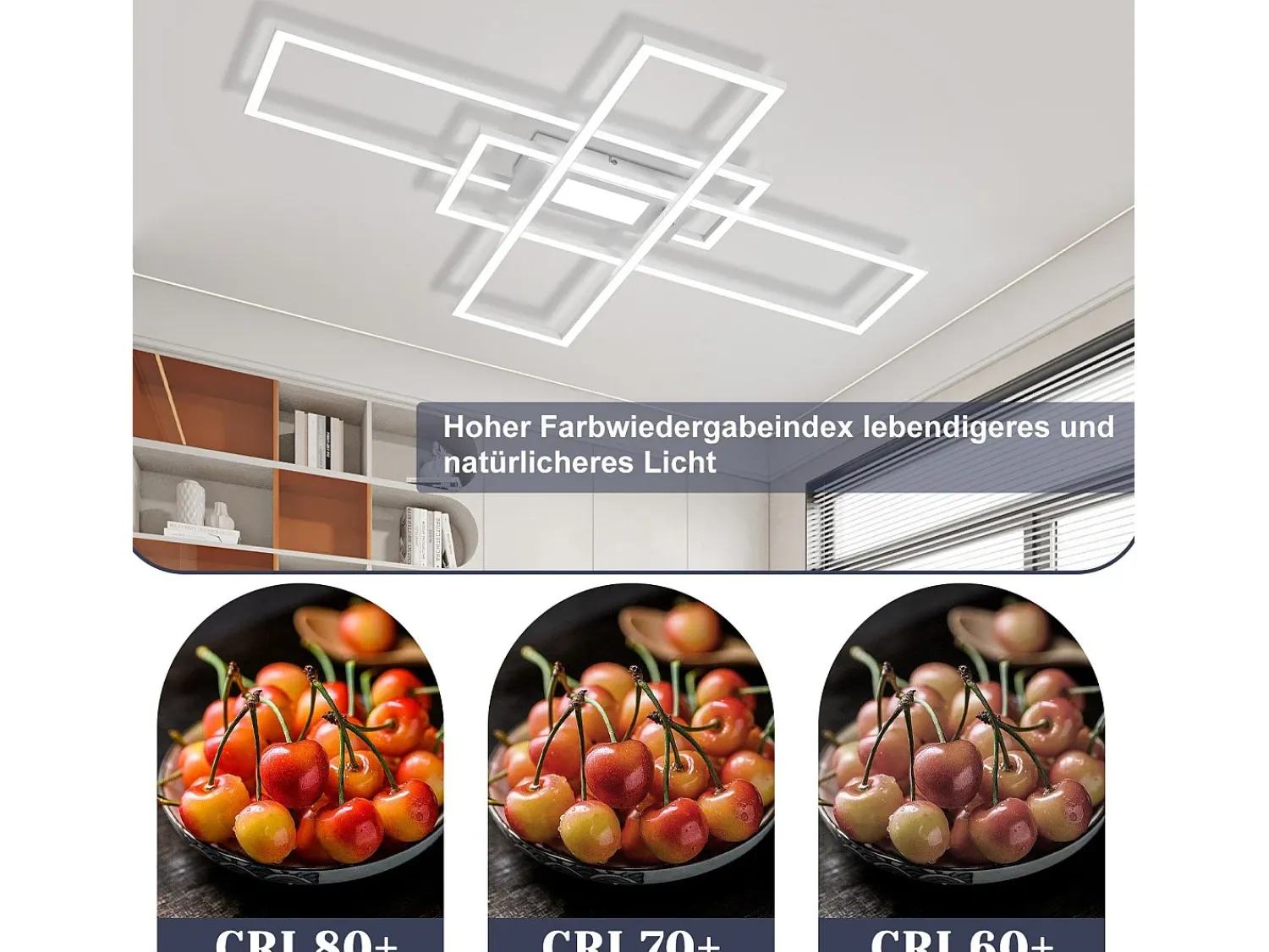 NETTLIFE Plafón^Lámpara de Techo LED Regulable 50W con Mando a Distancia Diseño Moderno Salón Dormitorio Geométrico para Cocina Pasillo Blanco