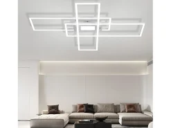 NETTLIFE Plafón^Lámpara de Techo LED Regulable 50W con Mando a Distancia Diseño Moderno Salón Dormitorio Geométrico para Cocina Pasillo Blanco