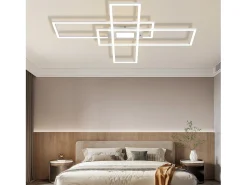 NETTLIFE Plafón^Lámpara de Techo LED Regulable 50W con Mando a Distancia Diseño Moderno Salón Dormitorio Geométrico para Cocina Pasillo Blanco