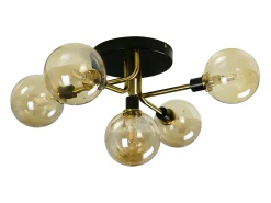 Sale NETTLIFE Lámpara de Techo LED Sala de Estar Dormitorio con 5 Bombillas G9 Bolas de Vidrio Luz de Sala de Estar Dormitorio Lámpara de araña Interior Negro