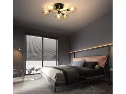 Sale NETTLIFE Lámpara de Techo LED Sala de Estar Dormitorio con 5 Bombillas G9 Bolas de Vidrio Luz de Sala de Estar Dormitorio Lámpara de araña Interior Negro