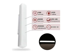 Clearance NETTLIFE Lámpara de techo LED para, larga, 40 cm, luz diurna, 18 W, luz de techo blanca neutra, para sótano, pasillo, oficina, garaje, dormitorio Blanco