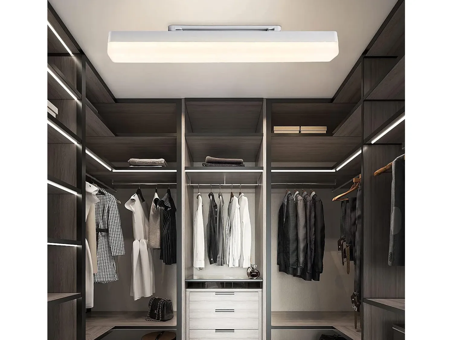 Clearance NETTLIFE Lámpara de techo LED para, larga, 40 cm, luz diurna, 18 W, luz de techo blanca neutra, para sótano, pasillo, oficina, garaje, dormitorio Blanco