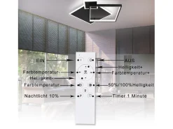 Outlet NETTLIFE Lámpara de Techo LED Negra Regulable 50W Lámpara de Salón de Diseño Moderno con Control Remoto de Metal para Comedor Cocina Dormitorio Negro