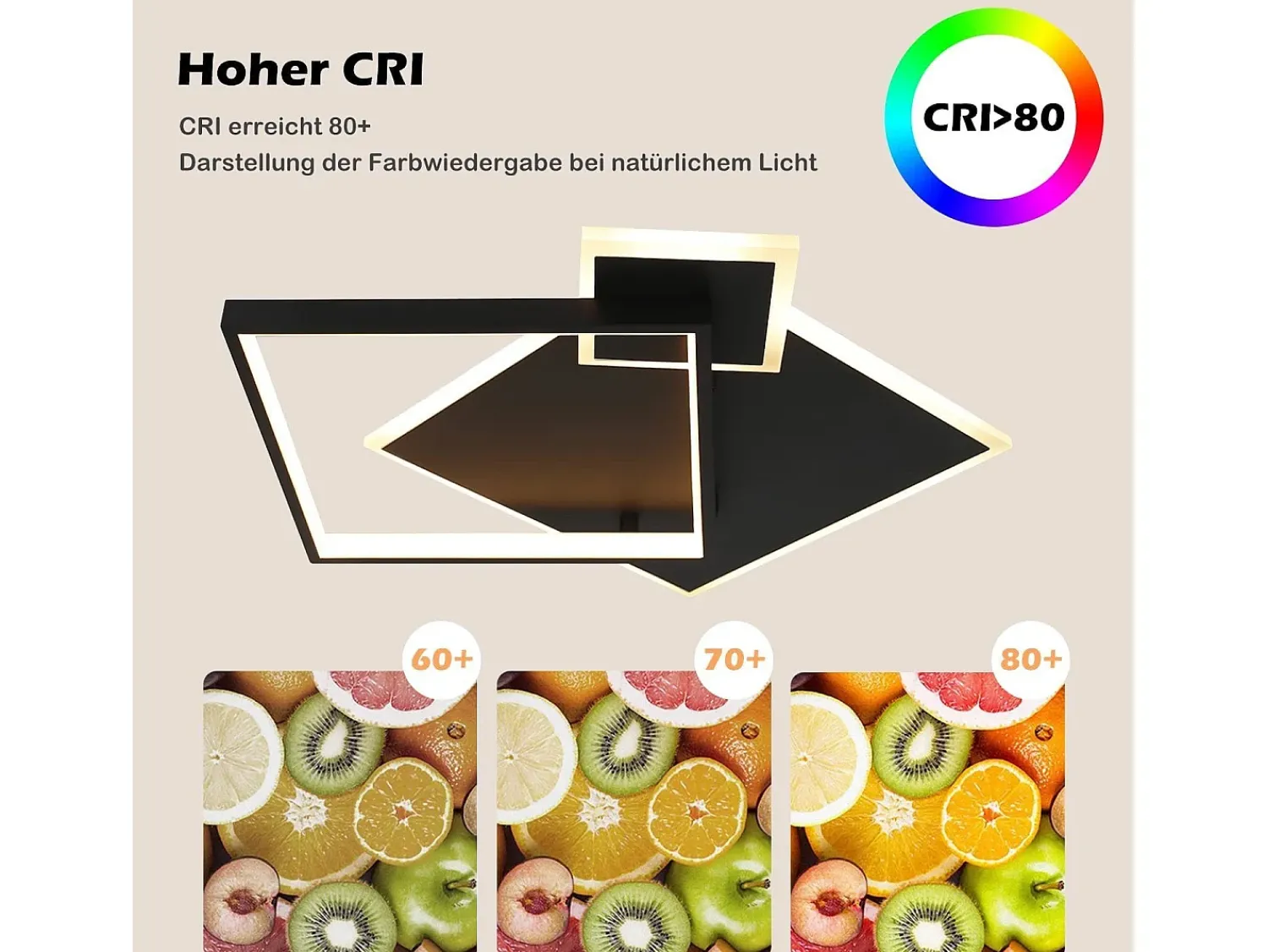 Outlet NETTLIFE Lámpara de Techo LED Negra Regulable 50W Lámpara de Salón de Diseño Moderno con Control Remoto de Metal para Comedor Cocina Dormitorio Negro