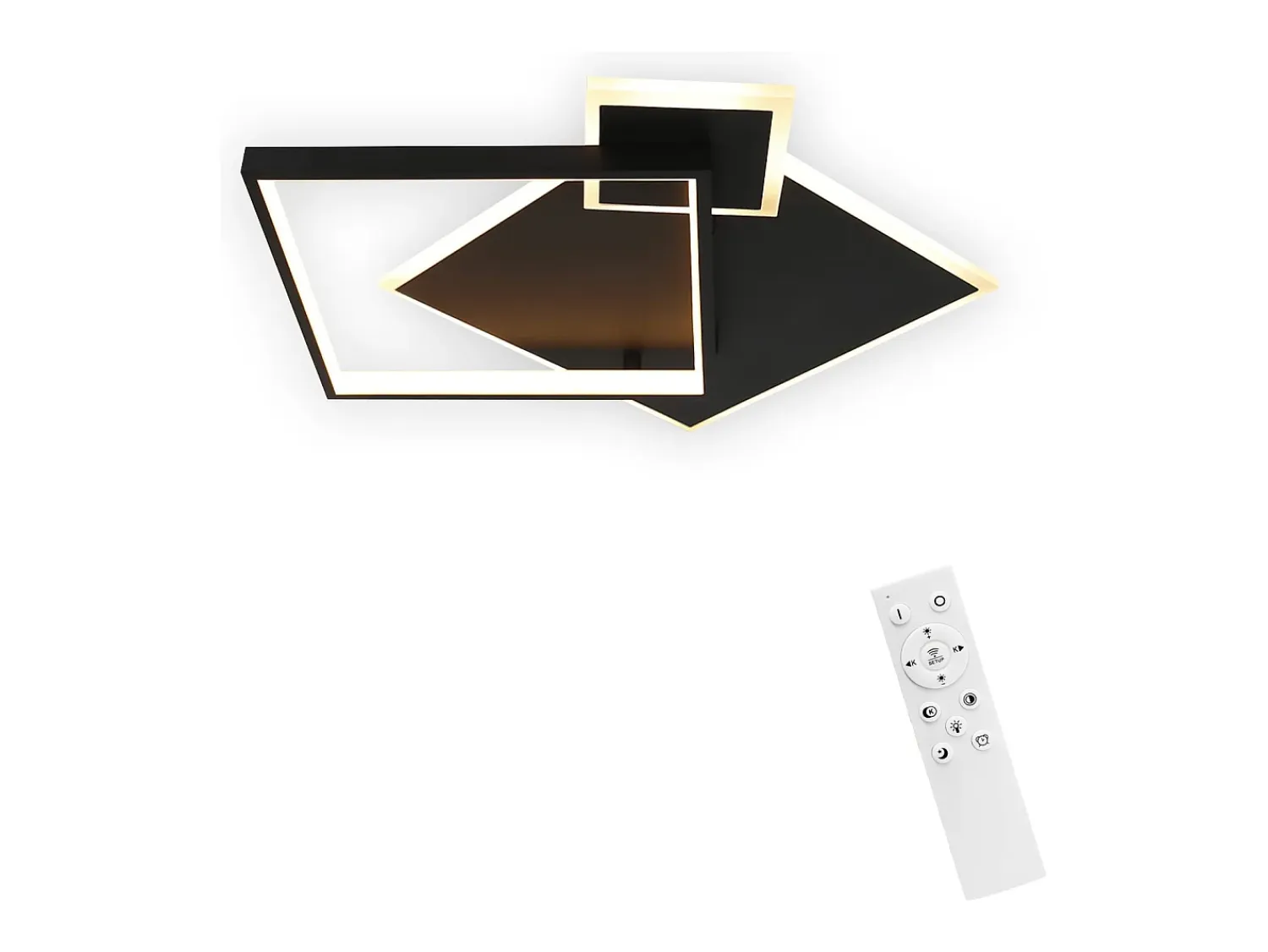 Outlet NETTLIFE Lámpara de Techo LED Negra Regulable 50W Lámpara de Salón de Diseño Moderno con Control Remoto de Metal para Comedor Cocina Dormitorio Negro
