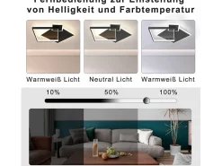 Outlet NETTLIFE Lámpara de Techo LED Negra Regulable 50W Lámpara de Salón de Diseño Moderno con Control Remoto de Metal para Comedor Cocina Dormitorio Negro
