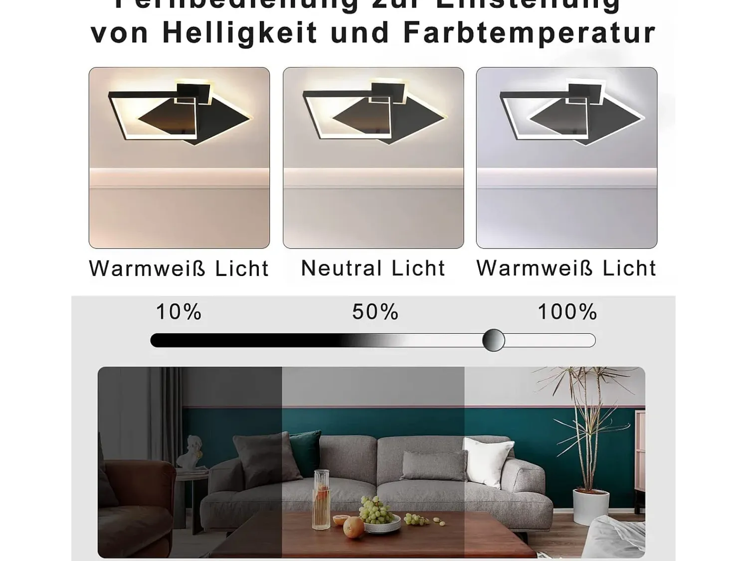 Outlet NETTLIFE Lámpara de Techo LED Negra Regulable 50W Lámpara de Salón de Diseño Moderno con Control Remoto de Metal para Comedor Cocina Dormitorio Negro