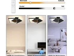 Outlet NETTLIFE Lámpara de Techo LED Negra Regulable 50W Lámpara de Salón de Diseño Moderno con Control Remoto de Metal para Comedor Cocina Dormitorio Negro