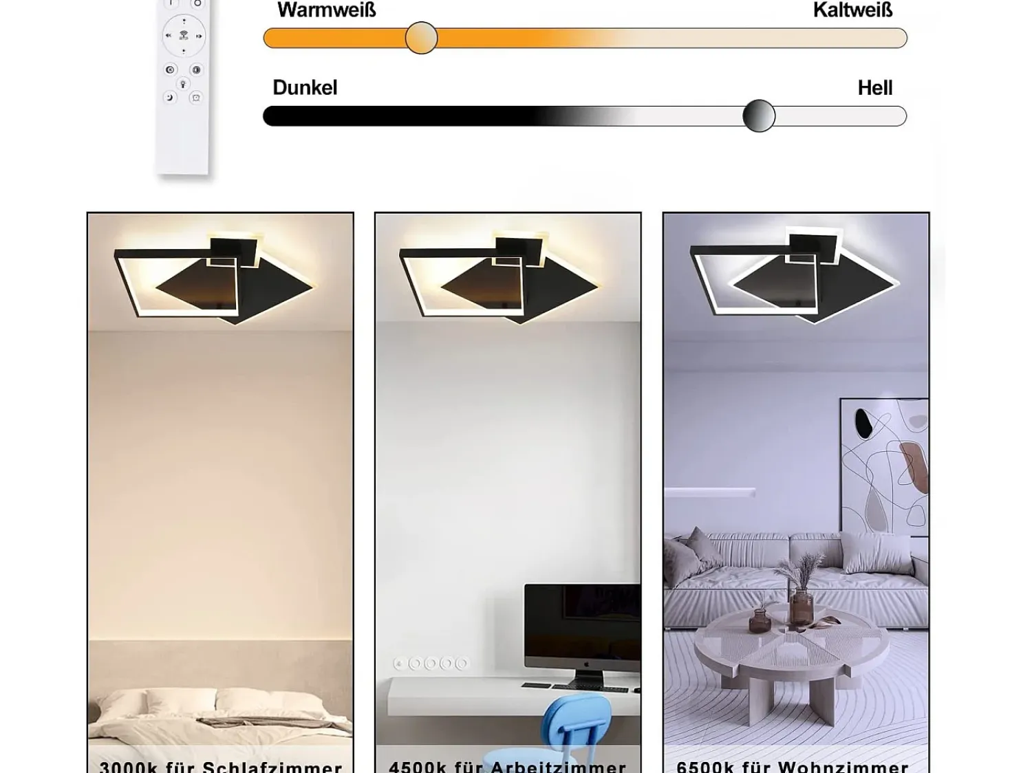 Outlet NETTLIFE Lámpara de Techo LED Negra Regulable 50W Lámpara de Salón de Diseño Moderno con Control Remoto de Metal para Comedor Cocina Dormitorio Negro