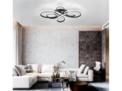Clearance NETTLIFE Lámpara de Techo LED Moderna Regulable, Negra, 26" 65W, con Control Remoto, Adecuada para Comedor, Oficina Negro