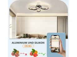 Clearance NETTLIFE Lámpara de Techo LED Moderna Regulable, Negra, 26" 65W, con Control Remoto, Adecuada para Comedor, Oficina Negro