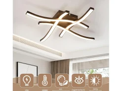 Best NETTLIFE , lámpara de techo LED negra de 24W, 3000K, luz blanca cálida, diseño moderno. Negro