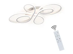 NETTLIFE Plafón^Lámpara de Techo LED Regulable 66 cm Lámpara de Dormitorio Blanca Moderna de 65 W con Control Remoto Grande para Sala de Estar Estudio Blanco