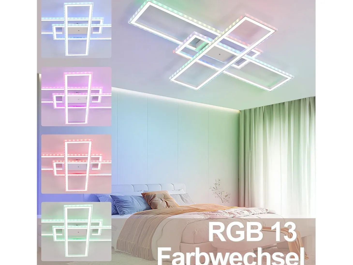 NETTLIFE, Lámpara de techo LED para salón, RGB, cambio de color, regulable en intensidad con control remoto, para habitación, lámpara moderna de 50W.