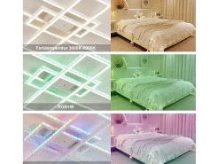 NETTLIFE, Lámpara de techo LED para salón, RGB, cambio de color, regulable en intensidad con control remoto, para habitación, lámpara moderna de 50W.