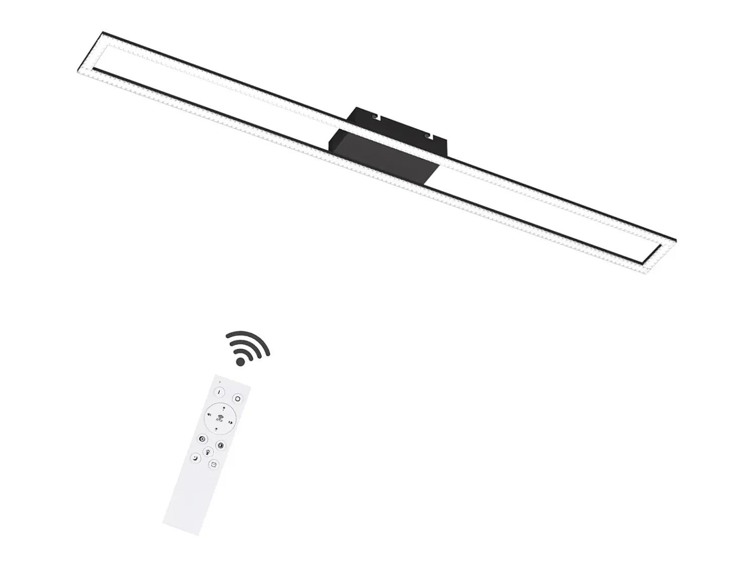 NETTLIFE Plafón^Lámpara de techo para habitación LED de 40W regulable con control remoto, lámpara para salón moderna de 108 cm de largo, color . Negro
