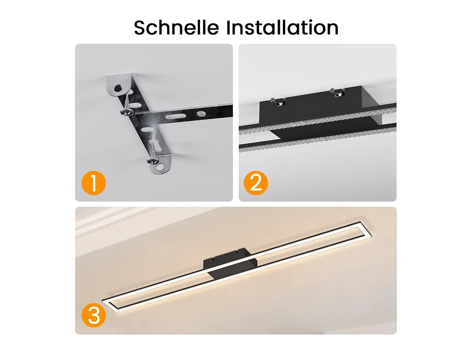 NETTLIFE Plafón^Lámpara de techo para habitación LED de 40W regulable con control remoto, lámpara para salón moderna de 108 cm de largo, color . Negro