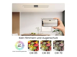 NETTLIFE Plafón^Lámpara de techo para habitación LED de 40W regulable con control remoto, lámpara para salón moderna de 108 cm de largo, color . Negro