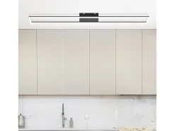 NETTLIFE Plafón^Lámpara de techo para habitación LED de 40W regulable con control remoto, lámpara para salón moderna de 108 cm de largo, color . Negro