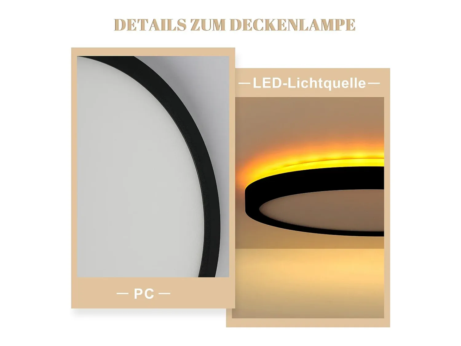 NETTLIFE Plafón^Lámpara de techo LED plana negra de 22 cm y 18 W regulable para dormitorio y cocina, 3000 K - 6500 K Negro