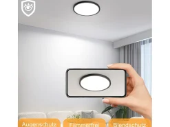 Online NETTLIFE Lámpara LED de techo plana para dormitorio, color , 18 cm, 15 W, no regulable, blanco cálido 3000 K Negro