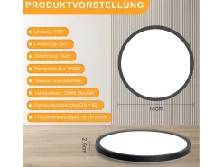Online NETTLIFE Lámpara LED de techo plana para dormitorio, color , 18 cm, 15 W, no regulable, blanco cálido 3000 K Negro