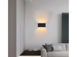 Outlet NETTLIFE Lámpara LED mural Negra IP65, Luz Blanca Cálida Ajustable G9, Para Interior y Exterior, Salón Negro
