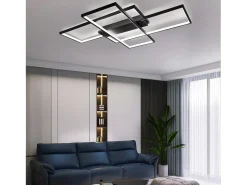 Best NETTLIFE Lámpara techo ajustable 100x70x8cm, 3 LED negras cuadradas, Control remoto, Iluminación acrílica 88W Negro