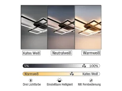 Best NETTLIFE Lámpara techo ajustable 100x70x8cm, 3 LED negras cuadradas, Control remoto, Iluminación acrílica 88W Negro