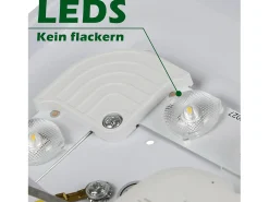 NETTLIFE Plafón^Lámpara techo LED 15W, Dormitorio cielo estrellado 21cm, Blanca cálida, Estrella cuadrada, Decoración cocina, Niños, Oficina Blanco
