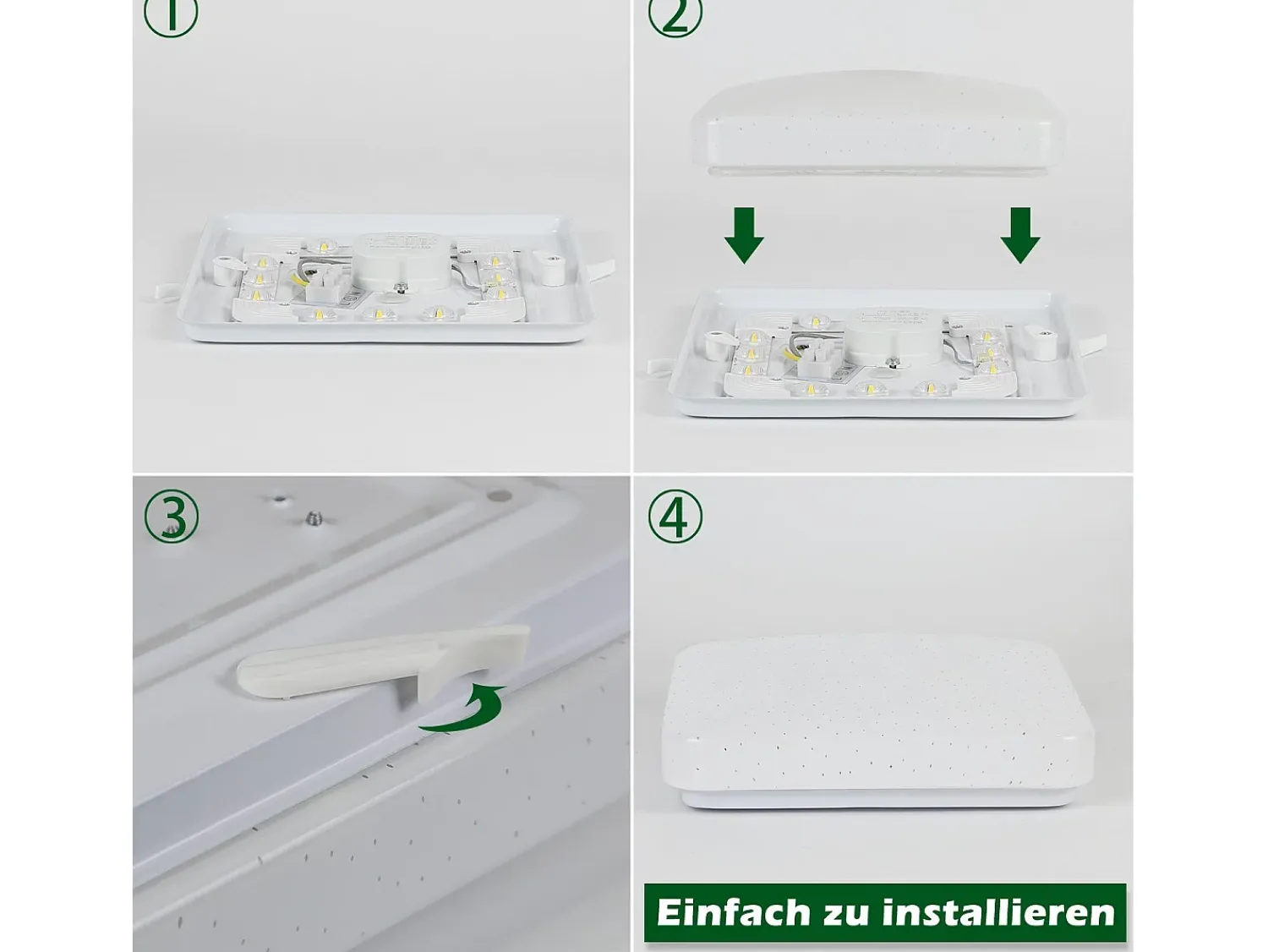 NETTLIFE Plafón^Lámpara techo LED 15W, Dormitorio cielo estrellado 21cm, Blanca cálida, Estrella cuadrada, Decoración cocina, Niños, Oficina Blanco