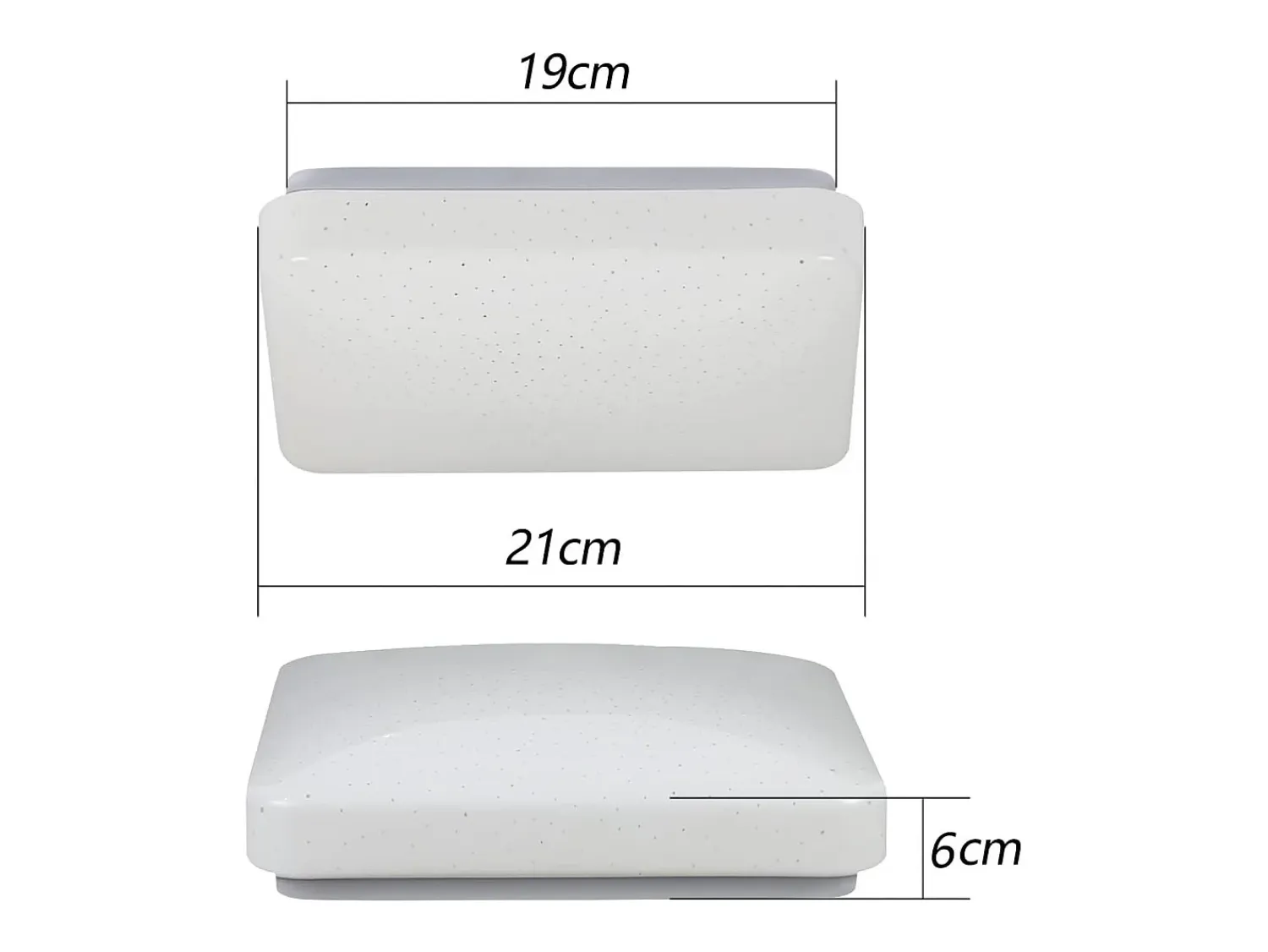 NETTLIFE Plafón^Lámpara techo LED 15W, Dormitorio cielo estrellado 21cm, Blanca cálida, Estrella cuadrada, Decoración cocina, Niños, Oficina Blanco