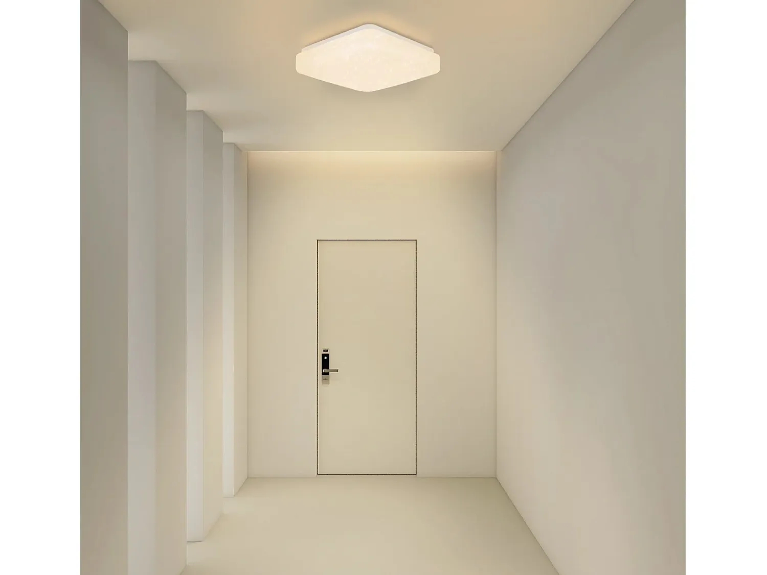 NETTLIFE Plafón^Lámpara techo LED 15W, Dormitorio cielo estrellado 21cm, Blanca cálida, Estrella cuadrada, Decoración cocina, Niños, Oficina Blanco