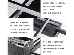 Online NETTLIFE Lámpara techo LED, Iluminación moderna 3 cuadrados, 67x47x10cm, Metal 35W, Pared, , 3000K Negro