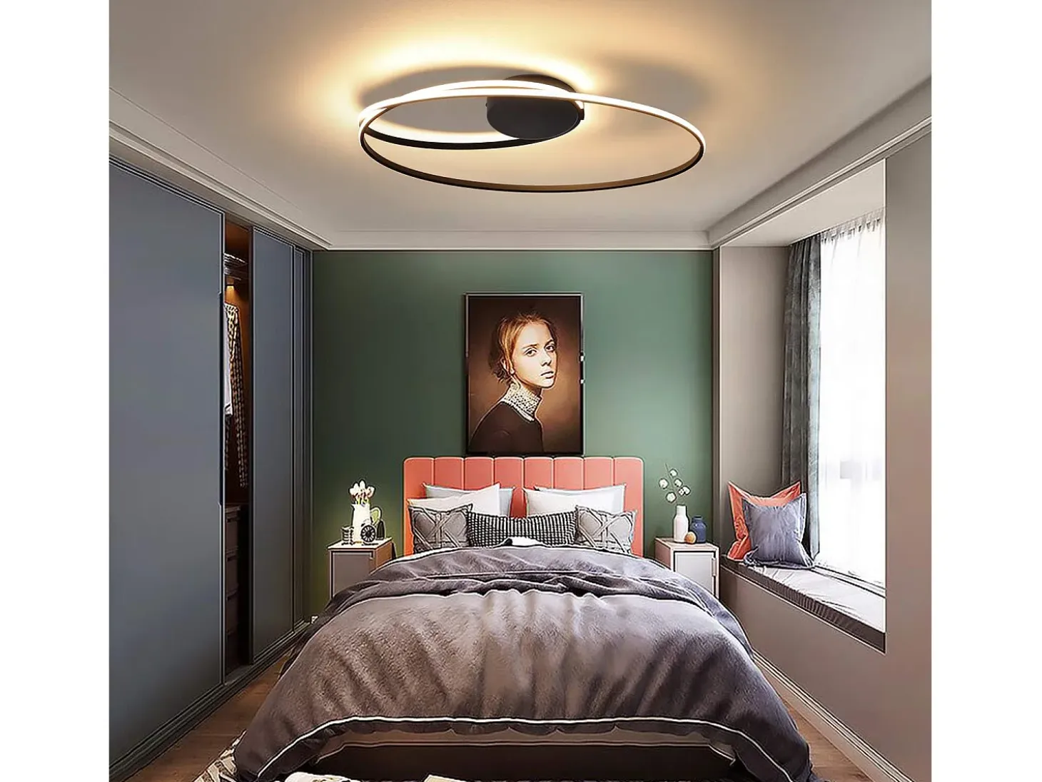 NETTLIFE. Luces de techo LED para salón de 36W, lámpara para salón y habitación, 3000K, luz blanca cálida.