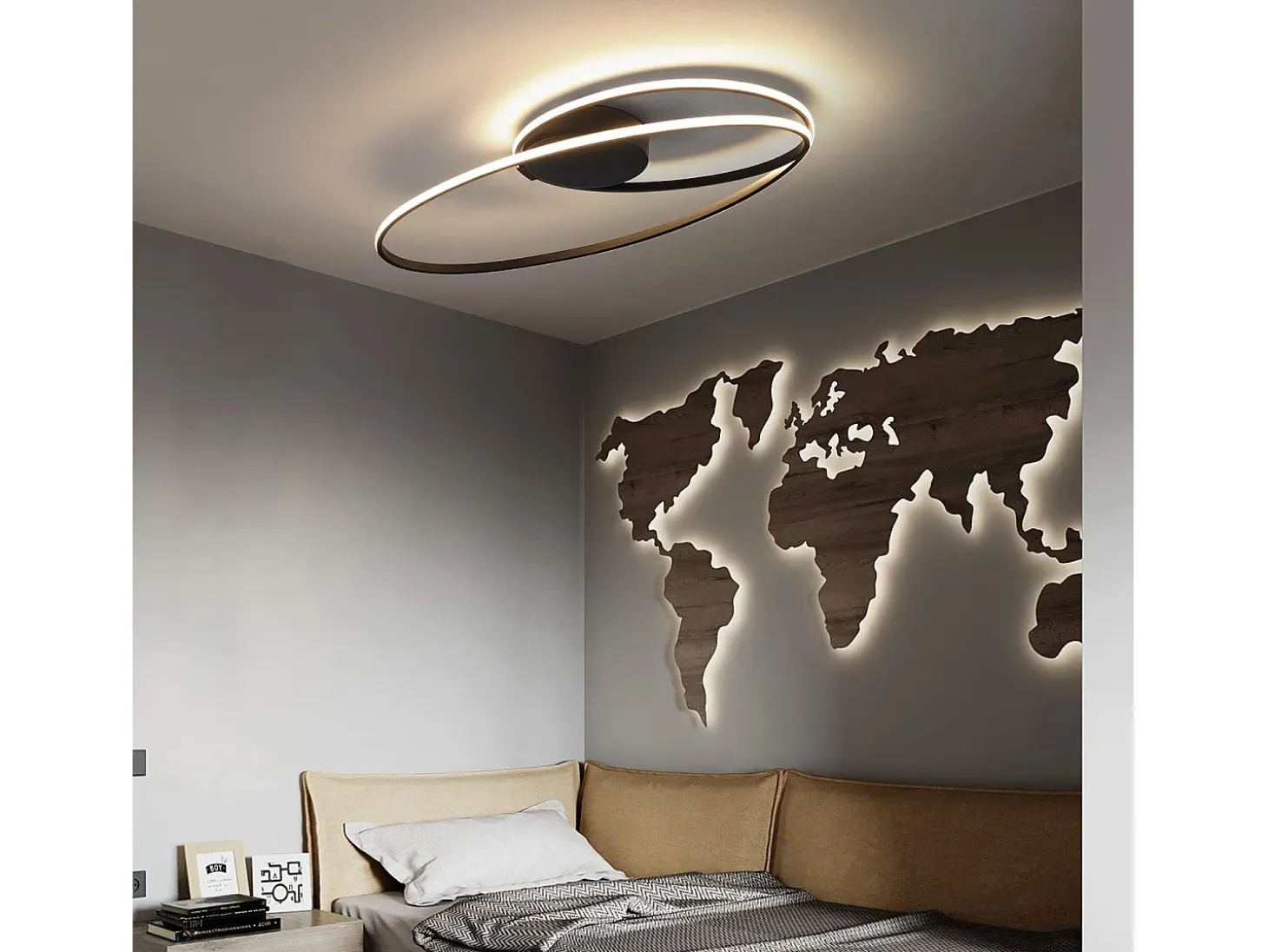 NETTLIFE. Luces de techo LED para salón de 36W, lámpara para salón y habitación, 3000K, luz blanca cálida.