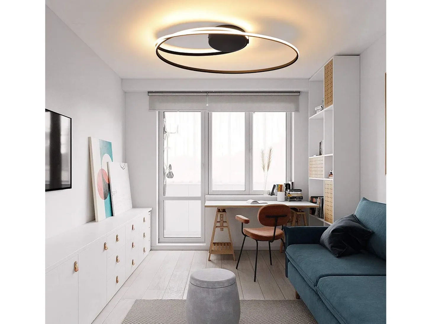 NETTLIFE. Luces de techo LED para salón de 36W, lámpara para salón y habitación, 3000K, luz blanca cálida.