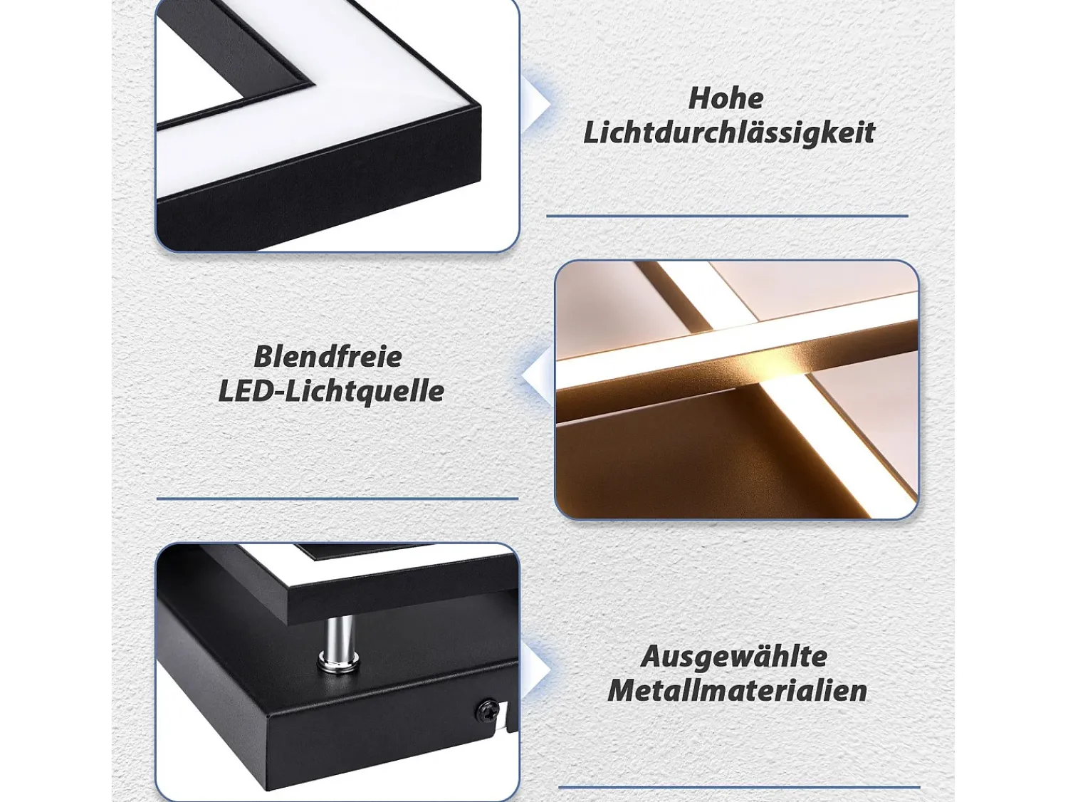 Online NETTLIFE luces de techo para salón, LED blanco cálido , 3000K, diseño moderno angular, 24W. Negro