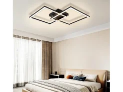 Online NETTLIFE luces de techo para salón, LED blanco cálido , 3000K, diseño moderno angular, 24W. Negro
