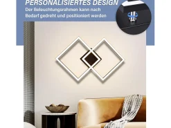 Online NETTLIFE luces de techo para salón, LED blanco cálido , 3000K, diseño moderno angular, 24W. Negro
